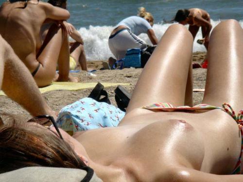 Woman tanning